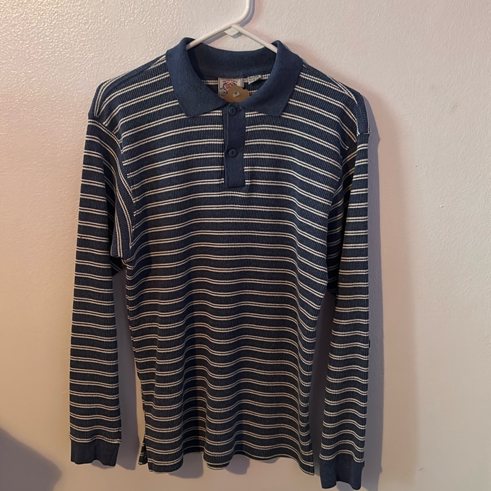 blue and white mens vintage bugle boy small shirt